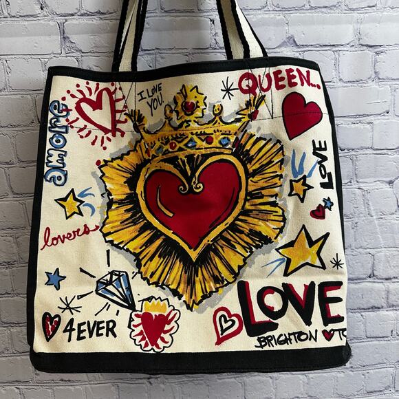 Brighton Queen Of Love Canvas Tote MSRP $125 NEW Artist Tom Clancy - Picture 4 of 9